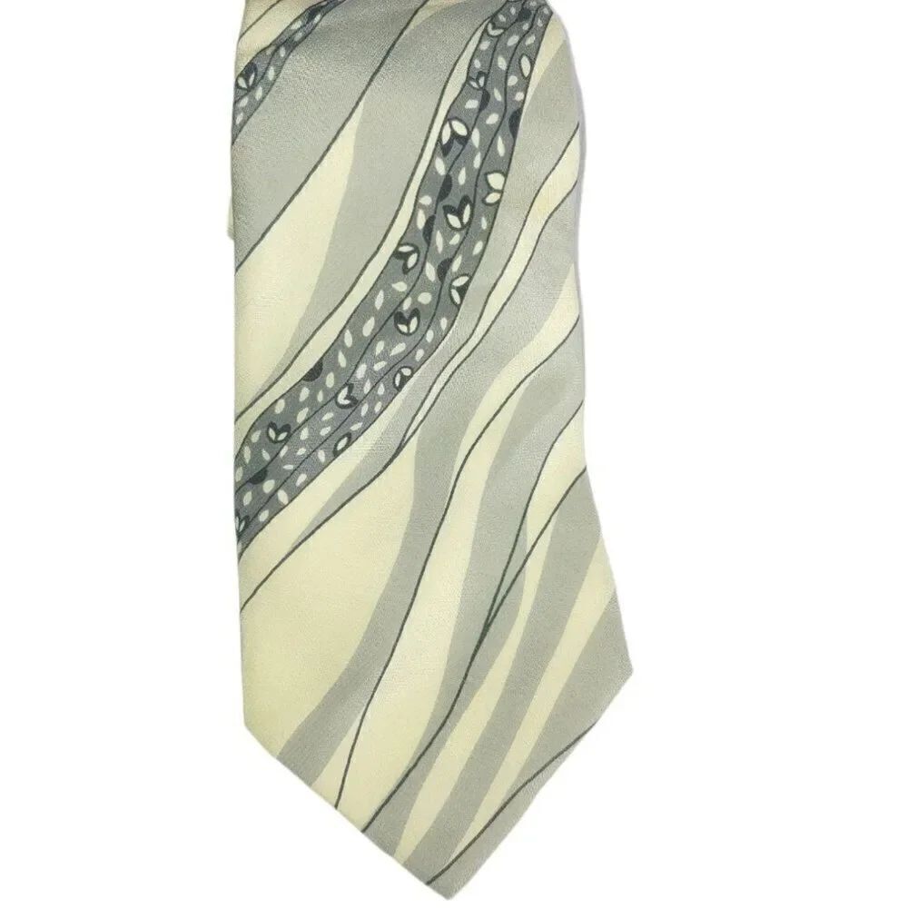 The Morning After Men's 100% Silk Grey/Cream Made In Italy Tie